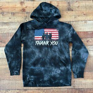 Thank You Army USA Mermorial Day Patriotic Military Veteran tie dye hoodie -M